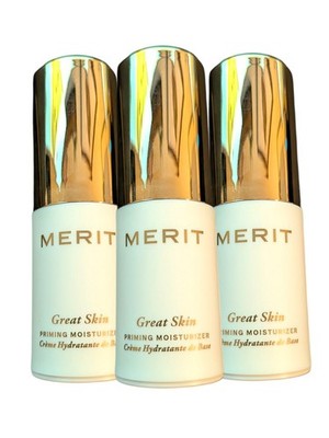 3x MERIT Great Skin Priming Moisturizer 15mL/0.5oz Each Travel Size NEW