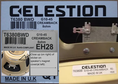 Celestion G10 Creamback 8 Ohm 10 inch 45W UK-made Guitar speaker (NIB) G10-45