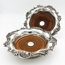 PAIR ANTIQUE BOTTLE COASTERS OLD SHEFFIELD PLATE WILLIAM IV c1835