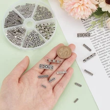 160pcs Rectangle Spacer Bar Beads, 6 Styles Tibetan Antique Silver Beads 3 4 ...