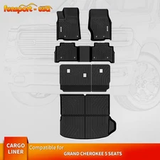 Floor Mats for 2022-2025 Jeep Grand Cherokee 5 Seats Trunk Cargo Mat w/Backrest