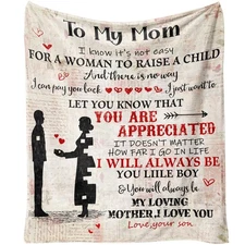 Blanket for Mom from Son, Mom Birthday, Flannel Fleece Soft Warm Cozy Love Le...