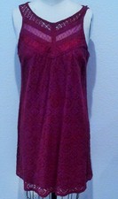 Women's, xhilaration Lace Overlay Dress, Sleeveless, Red, Lined, Size L