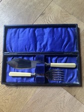 Vintage Fish Serving Knife and Fork Set In Original Presentation Box