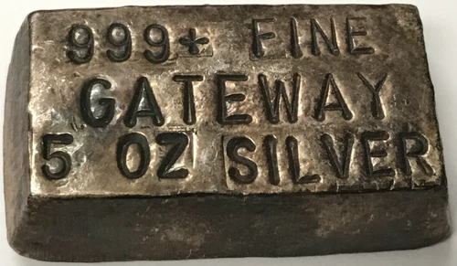 5 oz .999 Silver Bar - Joes Coins Pittsburgh Pennsylvania - Vintage GATEWAY