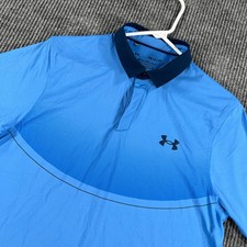 Under Armour ISO Chill Polo Shirt Mens Small Blue Short Sleeve Golf Performance
