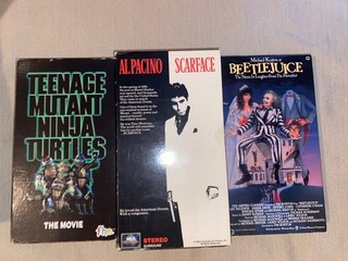 #2113 VHS Classic Cult Movies Scarface Beetlejuice Teenage Mutant Ninja Turtles