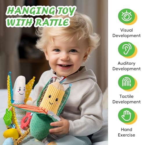Baby Rattles Hanging Toys for Car Seat Crib Stroller Gym, Montessori Corn - Picture 4 of 7