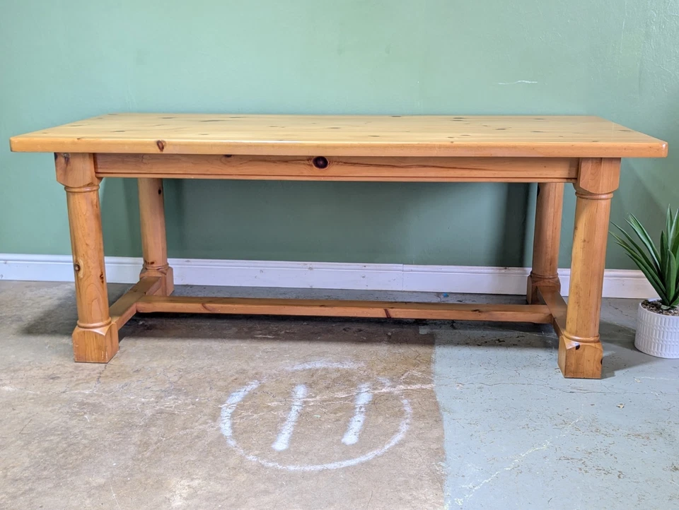 Large Pine Farmhouse Kitchen Dining Table 6-8 Seats 2 Metre Chunky Rustic - Image 2 of 4