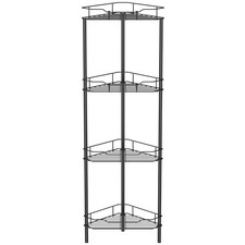 HuggieGems Floor Standing Corner Shower Caddy Organizer Shelf with 4 Tier Black