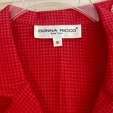 Vtg 80  s Donna Ricci Coral Red Skirt Set. Vtg Sz. 12. Midi Skirt W/side Slits.