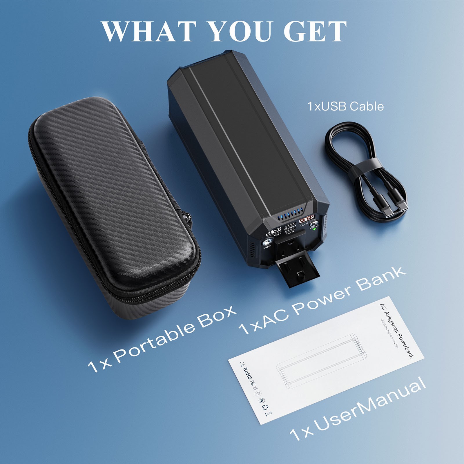Portable Power Bank 100W AC Outlet, 98Wh/27000mAh with 65W PD USB C 