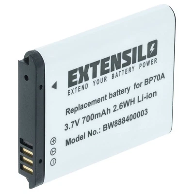 EXTENSILO Akku für Samsung BP-70a SLB-70A BP70a EA-BP70A 700mAh 3,6V