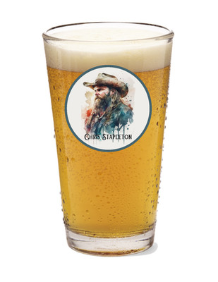 Chris Stapleton (Art) - 16oz Pint Beer Glass Country Rock Handmade Liquor Drinks