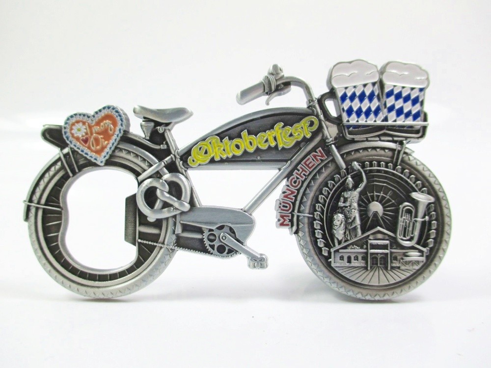 Munich Oktoberfest Bottle Opener Magnet Bicycle Metal Souvenir Germany
