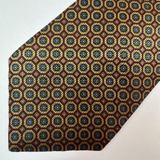 Brooks Brothers Makers Mens Tie Necktie Red Gold Silk Geometric Classic Length