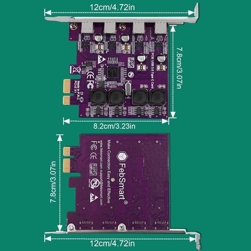 PCIe USB-C Expansion Card 4 Ports 5Gbps Self-Powered for Windows PCs - Afbeelding 9 van 10