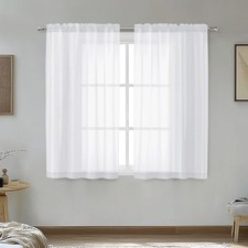 White Sheer Curtains 45 Inch Long 2 42"W x 45"L Pack of 2 White-voile