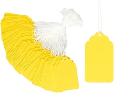 500Pc Yellow Price Tags with String Blank Writable Hang Labels for Gifts Jewelry