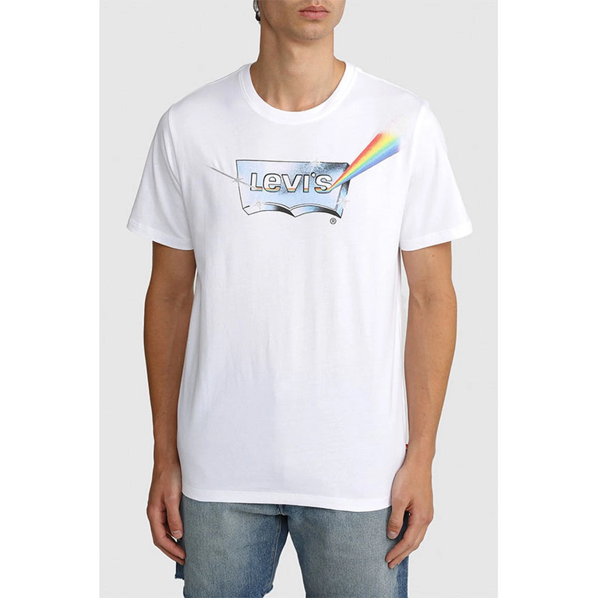 T-shirt Graphique Homme Levi's Blanc – Taille L (Large) – Coton – Occasion TB