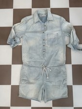 Madewell Light Blue Denim 100% Cotton Button Up Tie Waist Romper Size Small