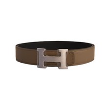 Hermes 32mm Constance H Belt Buckle With Reversible Leather Strap Belt Palladium