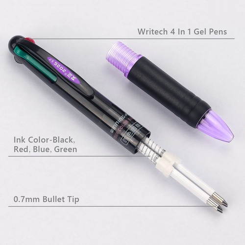 8 Pack Multicolor Ballpoint Pens 4-in-1 0.7mm Colored Retractable Ballpoint G... - Picture 3 of 6