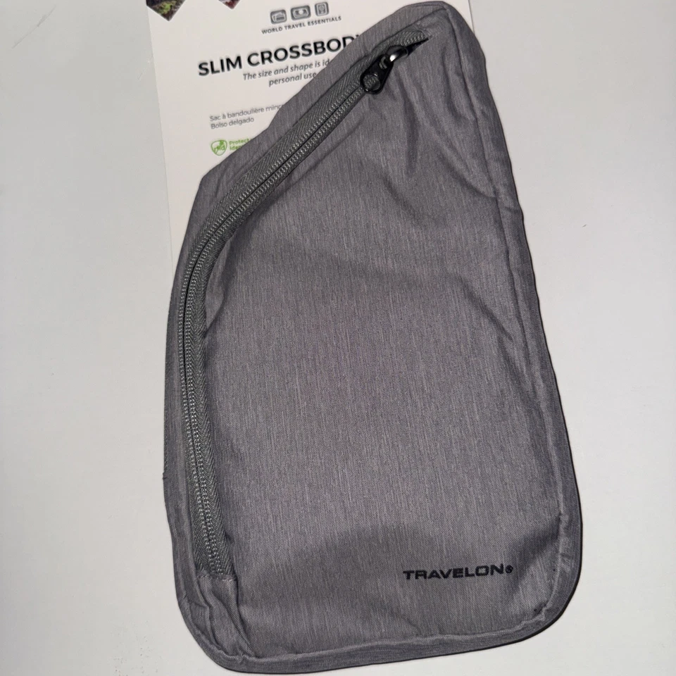 Сумка через плечо TRAVELON Anti-Theft Essentials тонкая серая - Изображение 4 из 4