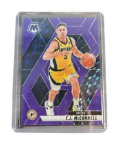 2024-25 Panini Mosaic #129 T.J. McConnell Purple Fluorescent Mosaic #/249