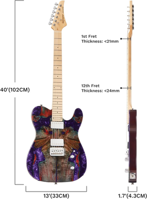 Leo Jaymz Electric Guitar Purple 24-Fret Dual Humbuckers Fixed