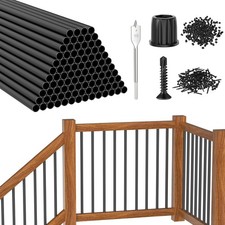 101Pack 26" Round Deck Balusters Metal Spindles for Staircase w Screws Connector