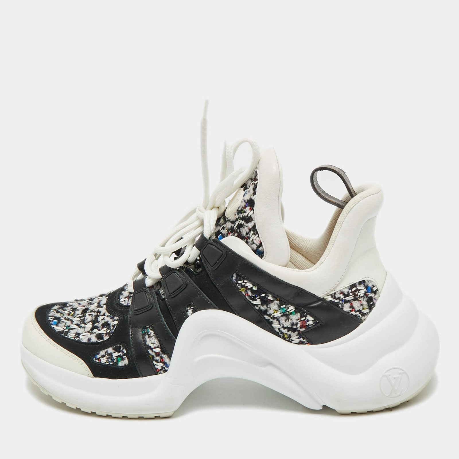 Louis Vuitton Multicolor Leather and Tweed Archlight Lace Up Sneakers Size 41