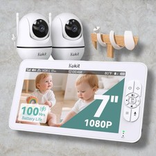 7" 1080P Full HD Split-Screen Baby Monitor, NO WiFi Baby Monitor with 2 FHD Cam
