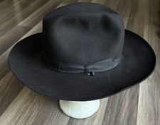 Borsalino Fur Felt Fedora Black Made In Italy Sz 57 Marzo IV USA Sz 7 1/8
