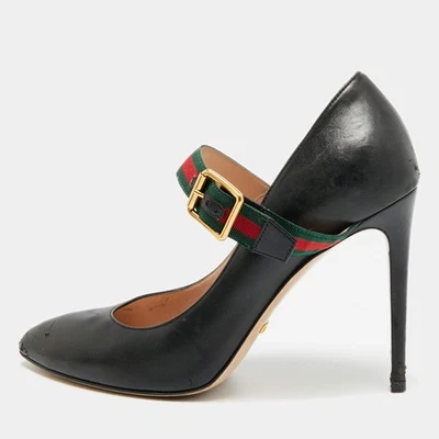Escarpins Mary Jane en cuir noir Gucci Slyvie taille 39,5 - Photo 1/4