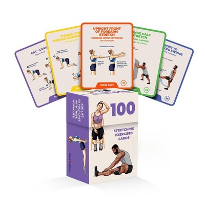 100 Stretching Exercise Flash Cards   Physical Therapy Stretches for Common C...