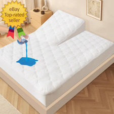 Split Top King Mattress Protector Pad Waterproof Quilted 34" Top Split from Head