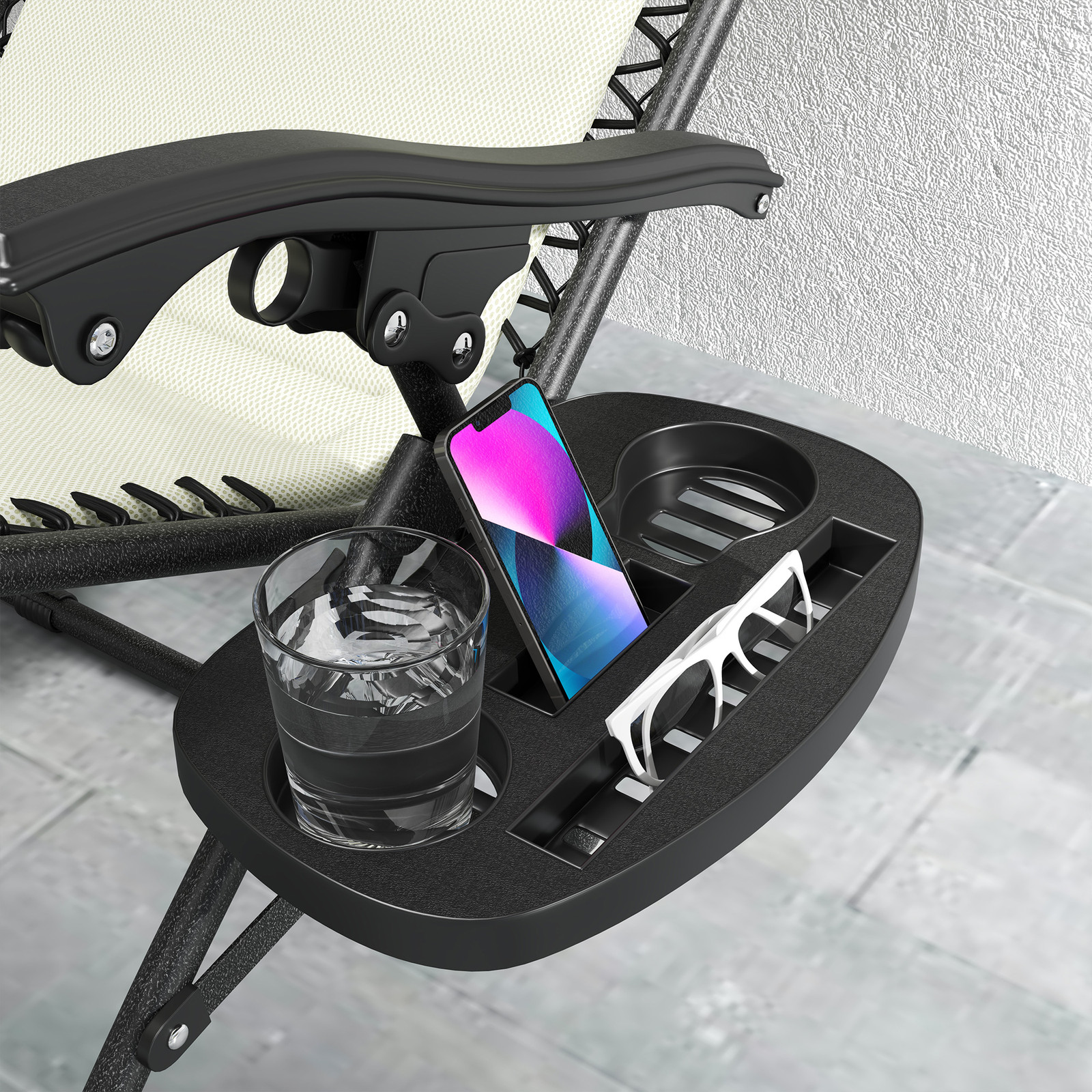 Zero Gravity Chairs Set of 2 Reclining Folding Outdoor Lounge Chairs Cream White