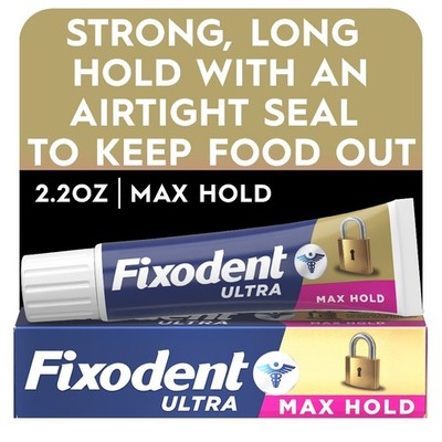 Maximum Hold Denture Adhesive Cream Extra Strong Secure Long Lasting 2.2 oz