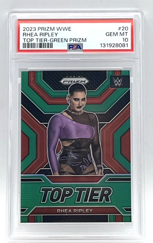 RHEA RIPLEY - 2023 PANINI PRIZM WWE TOP TIER GREEN PRIZM - PSA 10 GEM MINT