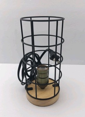Industrial Table Lamp with Cage E26 Edison Base, Rustic Metal Desk Lamp with ...