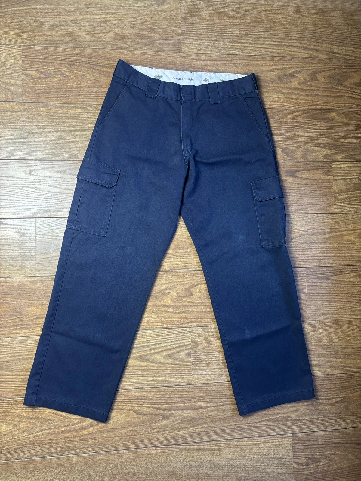 Dickies Relaxed Straight Cargo Pants Men's Navy Blue Workwear Trousers W38 L30