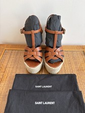 Saint Laurent Tribute Brown Wedge Espadrille ...