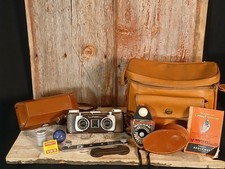 Vintage 1950's Kodak Stereo Camera w/ Norwood Director Exposure Meter Accs.