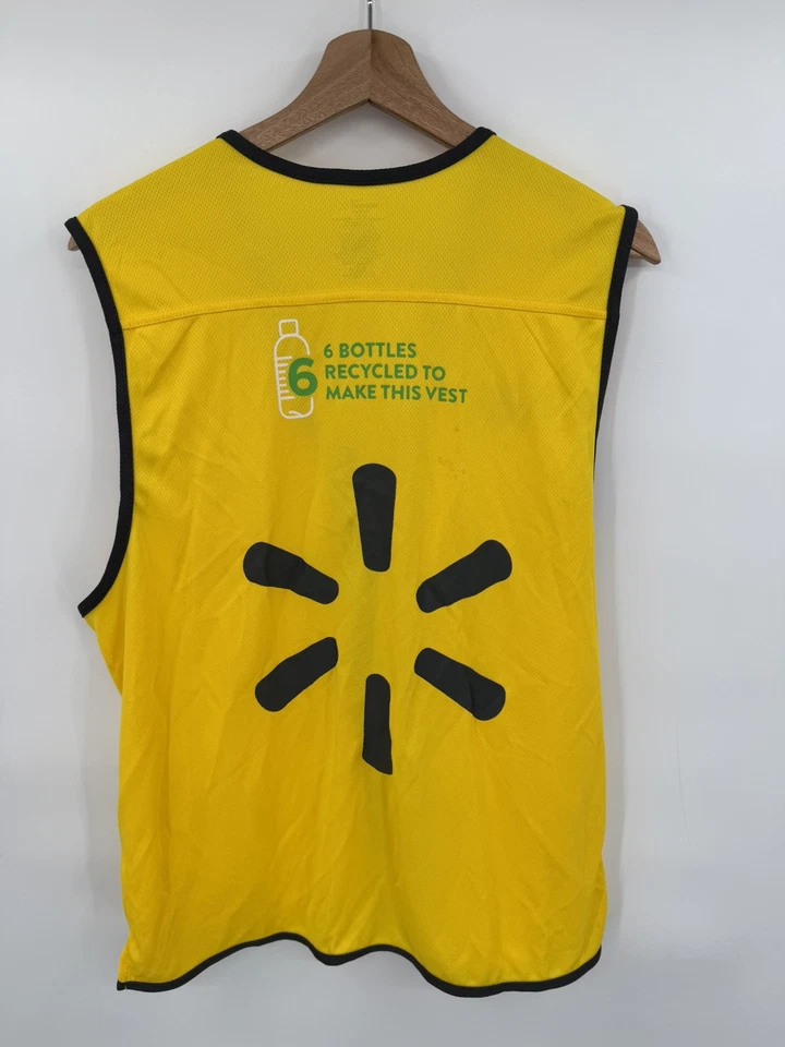 Walmart Yellow Employee Uniform Full Zip Vest Adult Size Medium - Image 2 of 4