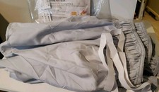 Queen Bed Skirt Dust Ruffle Light Grey Elastic Bands Snug Fit Total 18" Drop