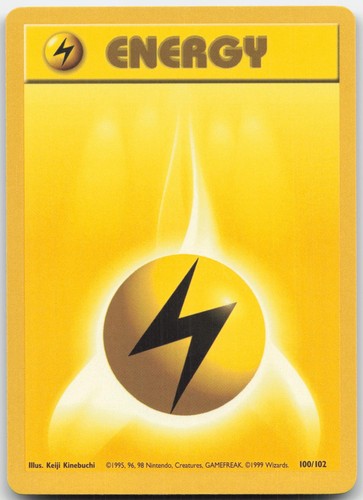 Lightning Energy 100/102 Common Base Set Unlimited Pokemon Heavily Played