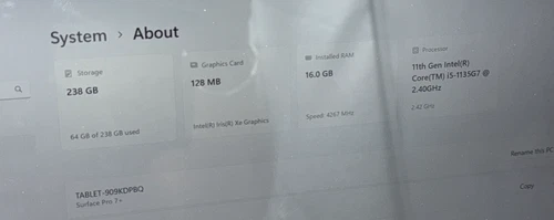 Microsoft Surface Pro 7 Plus - i5 11th Gen - 256GB SSD - 16GB Ram - Ref 5449-1-A - Picture 9 of 9