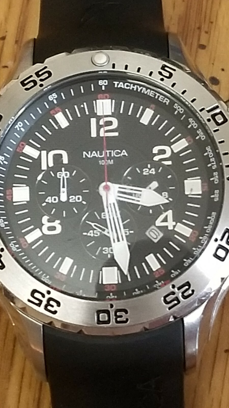 Nautica N14536 Chronograph 52mm Stainless Steel Canvas Striped Band Men's  Watch for sale online | eBay