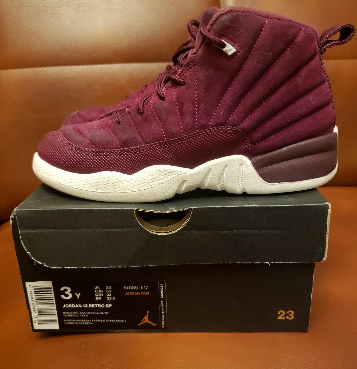 JORDAN 12 RETRO BP BORDEAUX SIZE 3Y | eBay